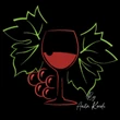 Wine glass and grapes embroidery design with vineyard leaves