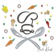Chef monogram embroidery design with whisk and fork