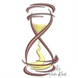 Hourglass embroidery design with flowing sand and decorative artistic lines for machine embroidery projects