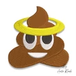 Angel poop emoji embroidery design with yellow halo and smiling face machine embroidery file.