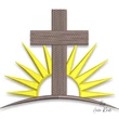 he is risen embroidery design cross sunrise
