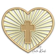 Christian Cross in Heart embroidery design with radiant rays