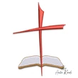 cross with bible embroidery design