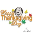 Happy Thanksgiving Day Snoopy embroidery design with fall leaves