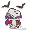 Halloween vampire dog with cape and bats embroidery design