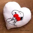 Mini Snoopy love heart machine embroidery design featuring Snoopy sitting and hugging a bright red heart