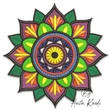 Colorful mandala machine embroidery design with floral pattern