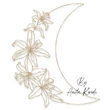 Floral crescent moon machine embroidery design with delicate flowers