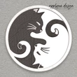 Yin Yang cat applique machine embroidery design