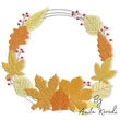 Autumn leaf wreath machine embroidery design with fall leaves