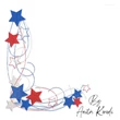 Patriotic corner embroidery design with red white and blue stars