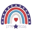 Patriotic rainbow embroidery machine design