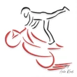 Motorcycle rider line art embroidery design