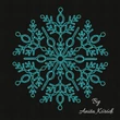 Intricate snowflake outline embroidery design with detailed winter pattern stitched in a single color