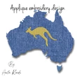 Australian map applique embroidery design with kangaroo