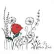Red poppy wildflower embroidery design with floral line art and botanical embroidery details.