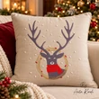 Christmas reindeer machine embroidery design with red scarf and snow