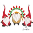 Three Christmas gnomes holding holiday lights machine embroidery design