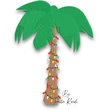 Christmas palm tree machine embroidery design with colorful lights