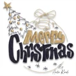 Merry Christmas bells and tree machine embroidery design
