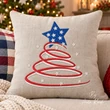 USA Christmas tree machine embroidery design in red white and blue