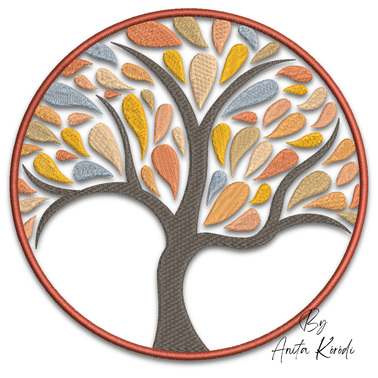 Autumn Tree of Life machine embroidery design