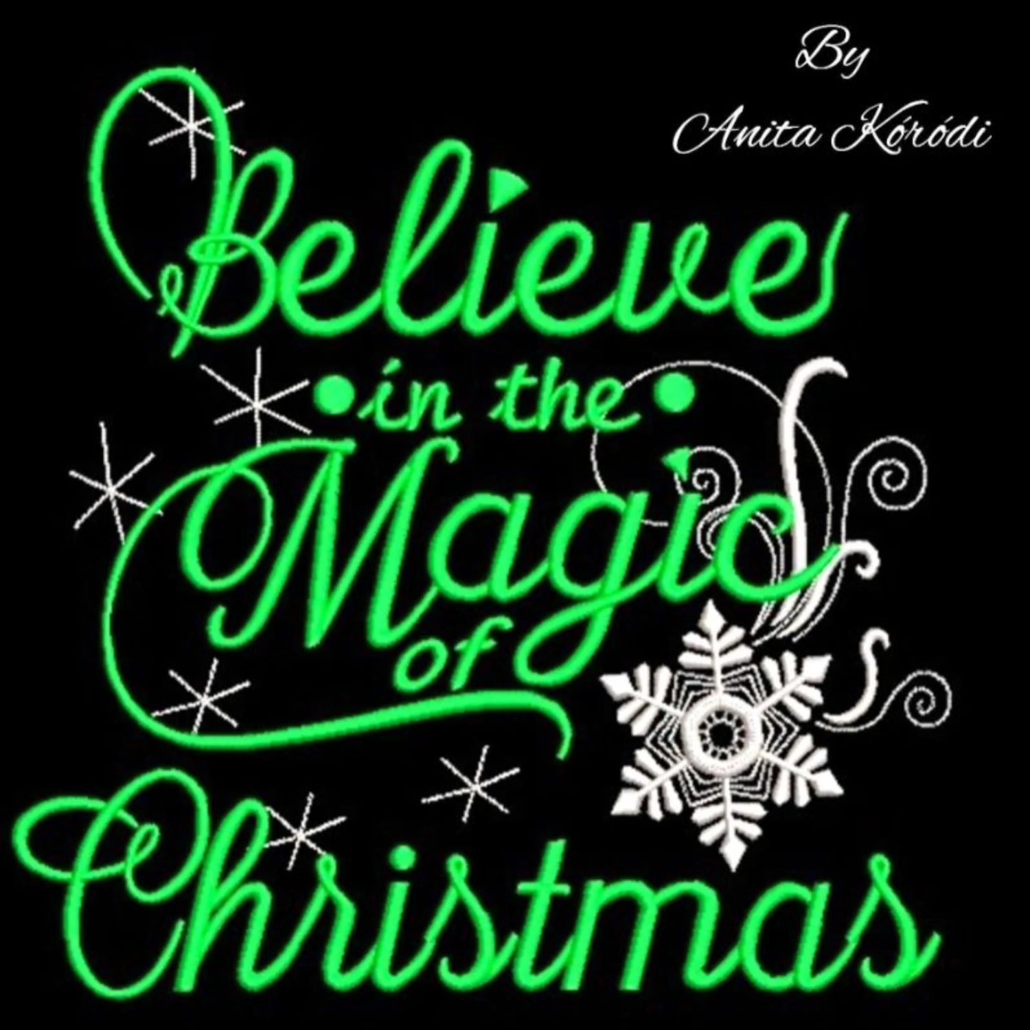 Christmas quote embroidery design with snowflakes and lettering