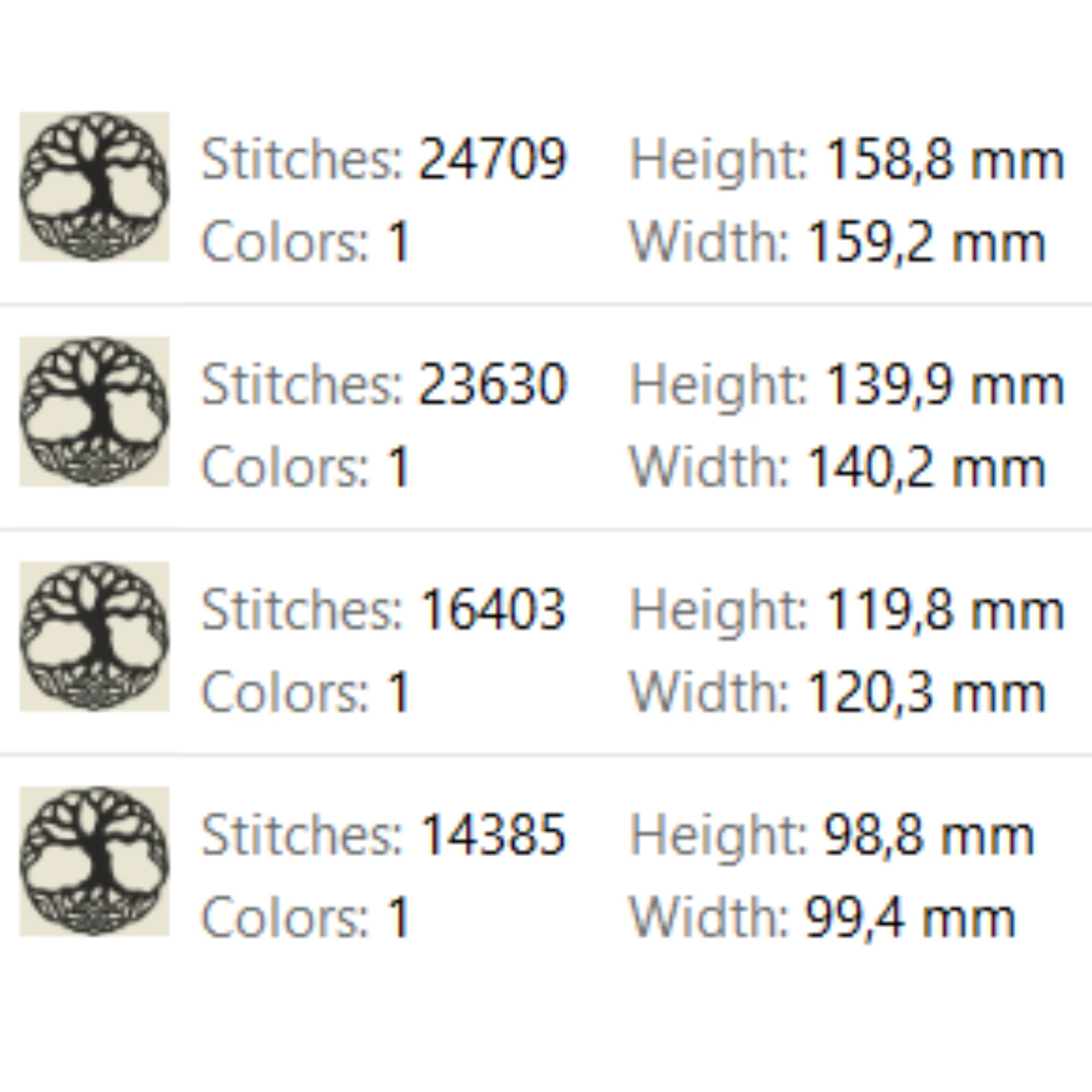 Celtic tree embroidery design with decorative knotwork