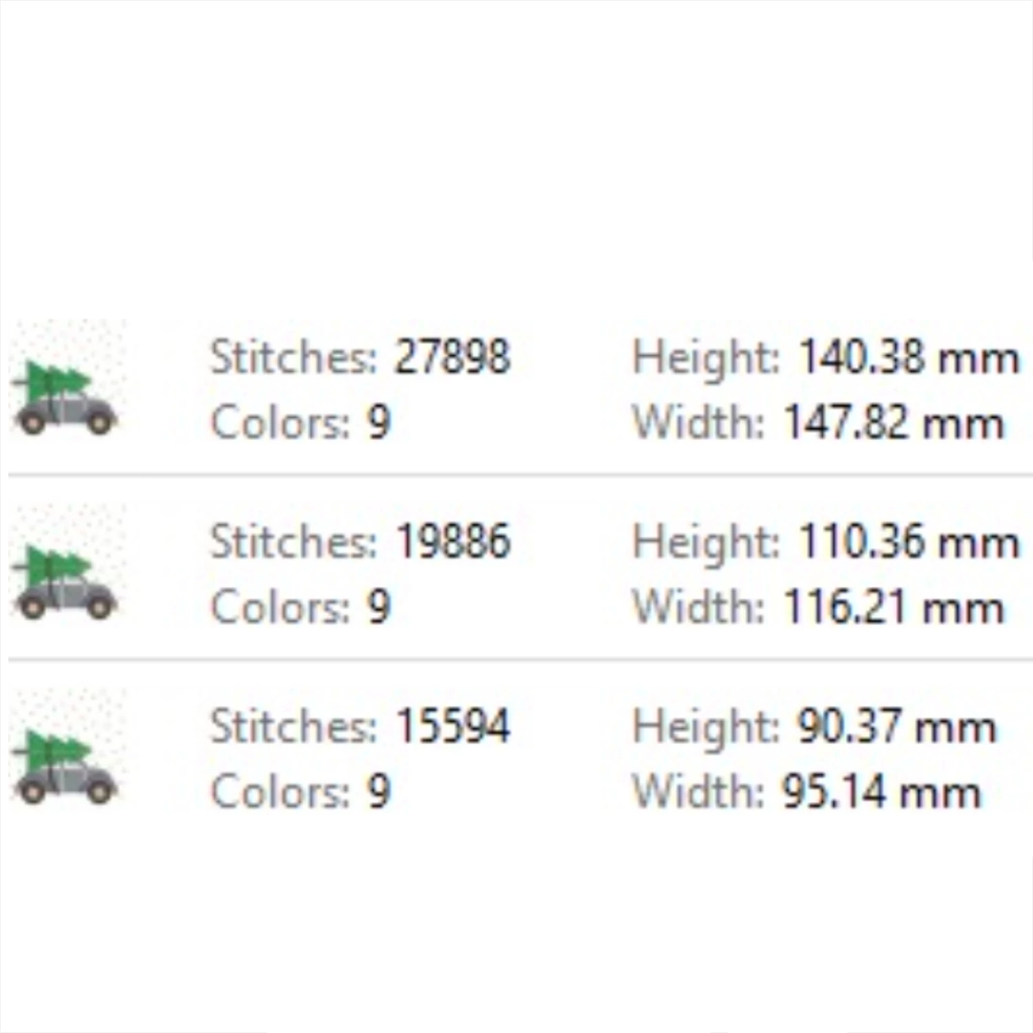 Festive car carrying Christmas trees machine embroidery pattern
