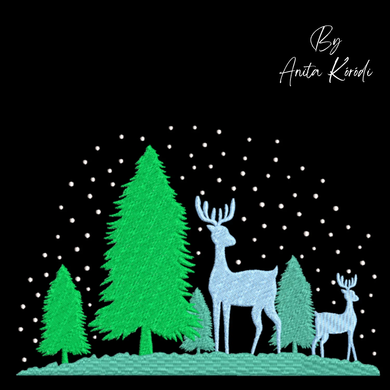 Christmas deer forest machine embroidery design