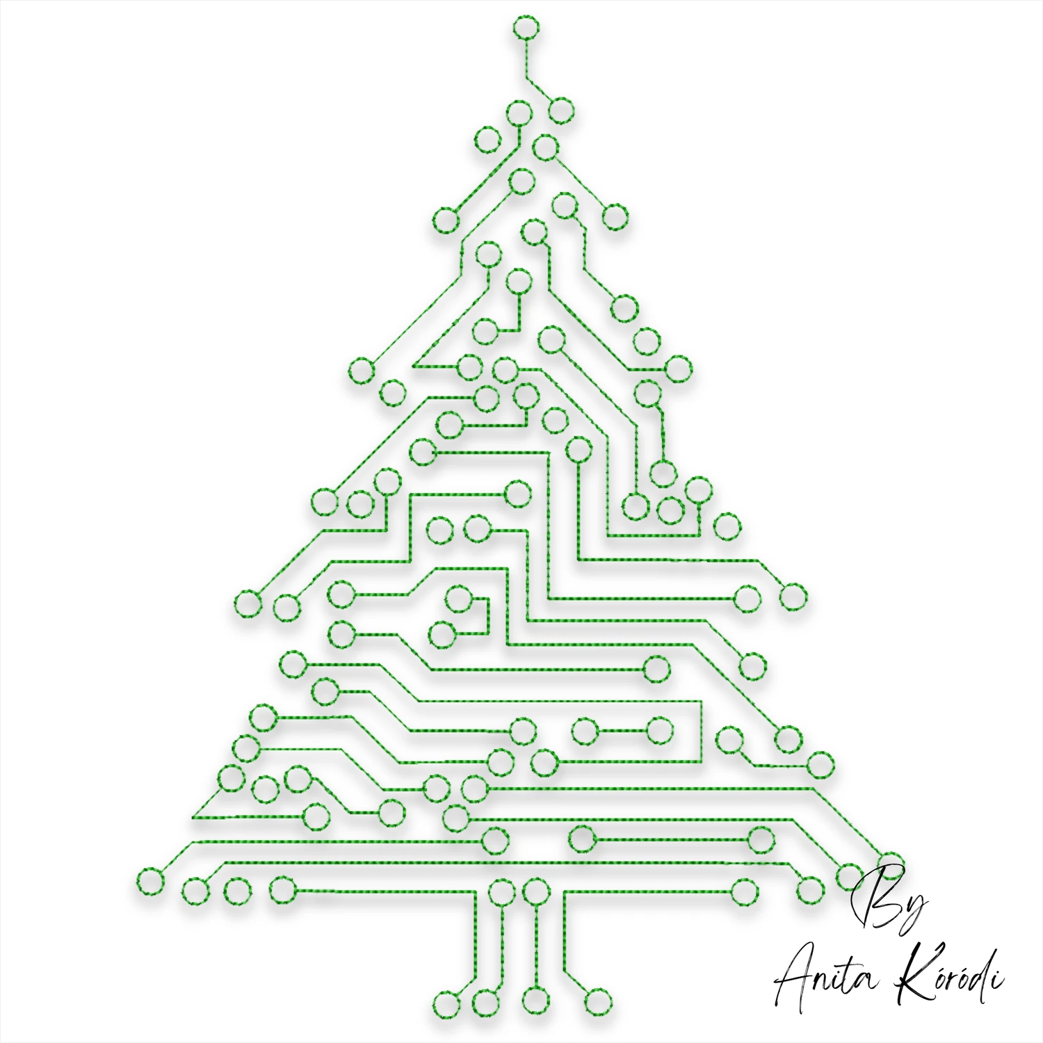 Circuit Christmas tree machine embroidery design