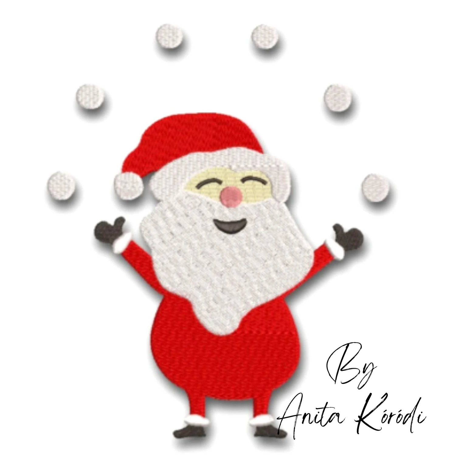 Cute Santa Claus machine embroidery design with falling snow