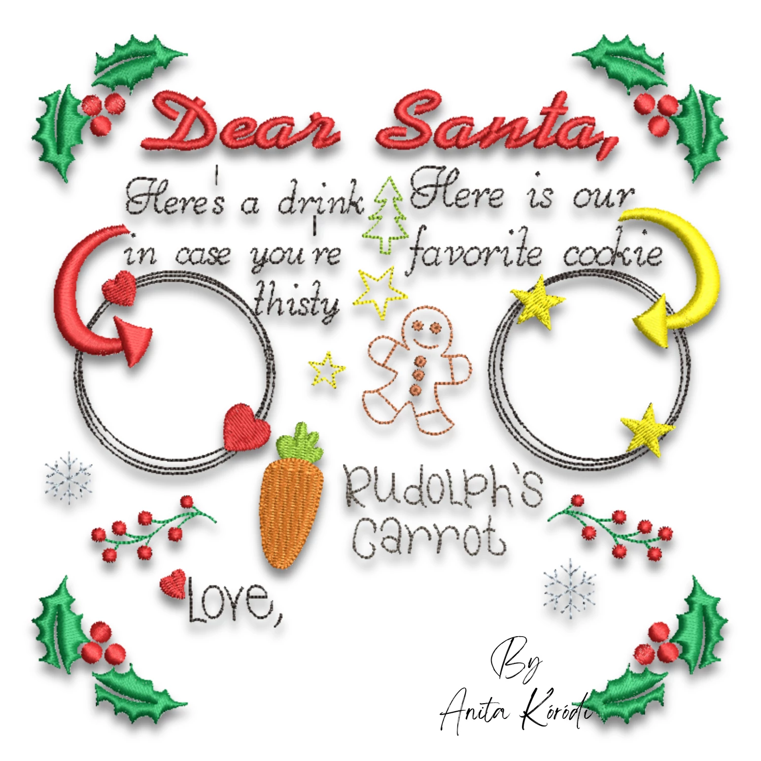 Dear Santa Christmas snack mat machine embroidery design