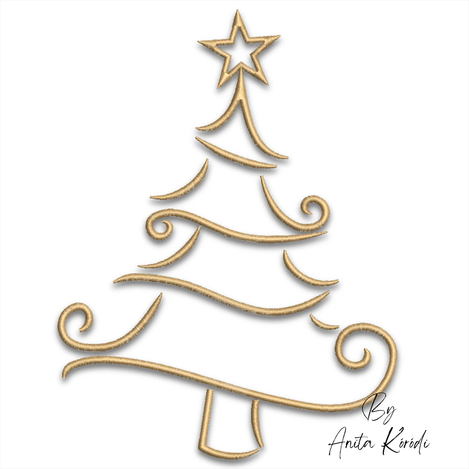 Elegant swirl Christmas tree machine embroidery design