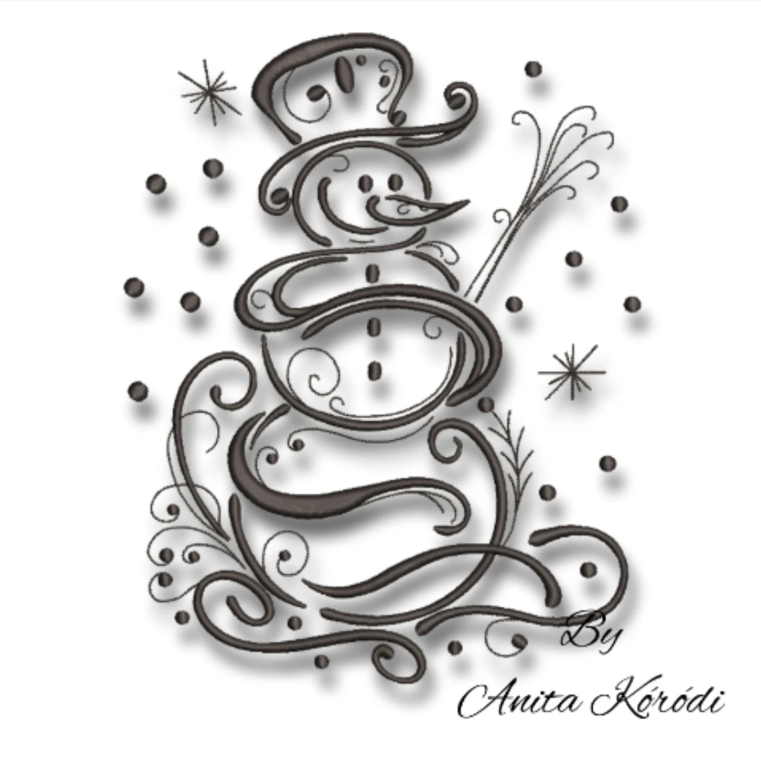 swirl snowman embroidery