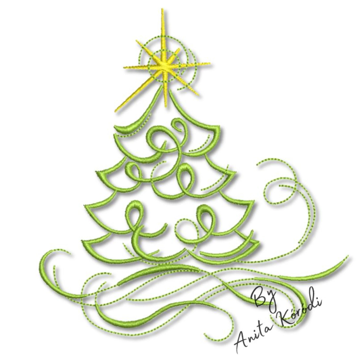 Elegant Christmas tree swirl machine embroidery design