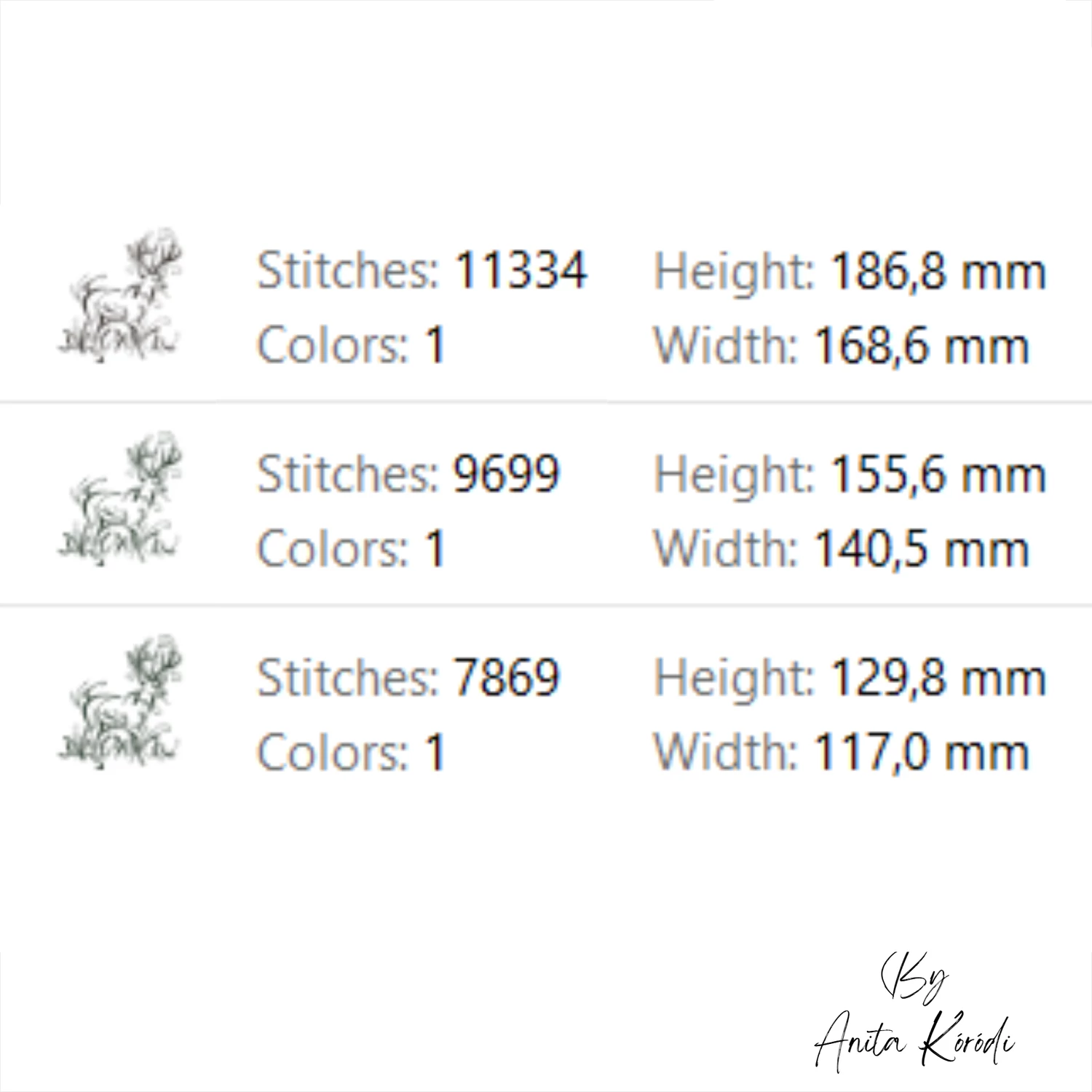 Decorative deer Christmas embroidery design with elegant swirls