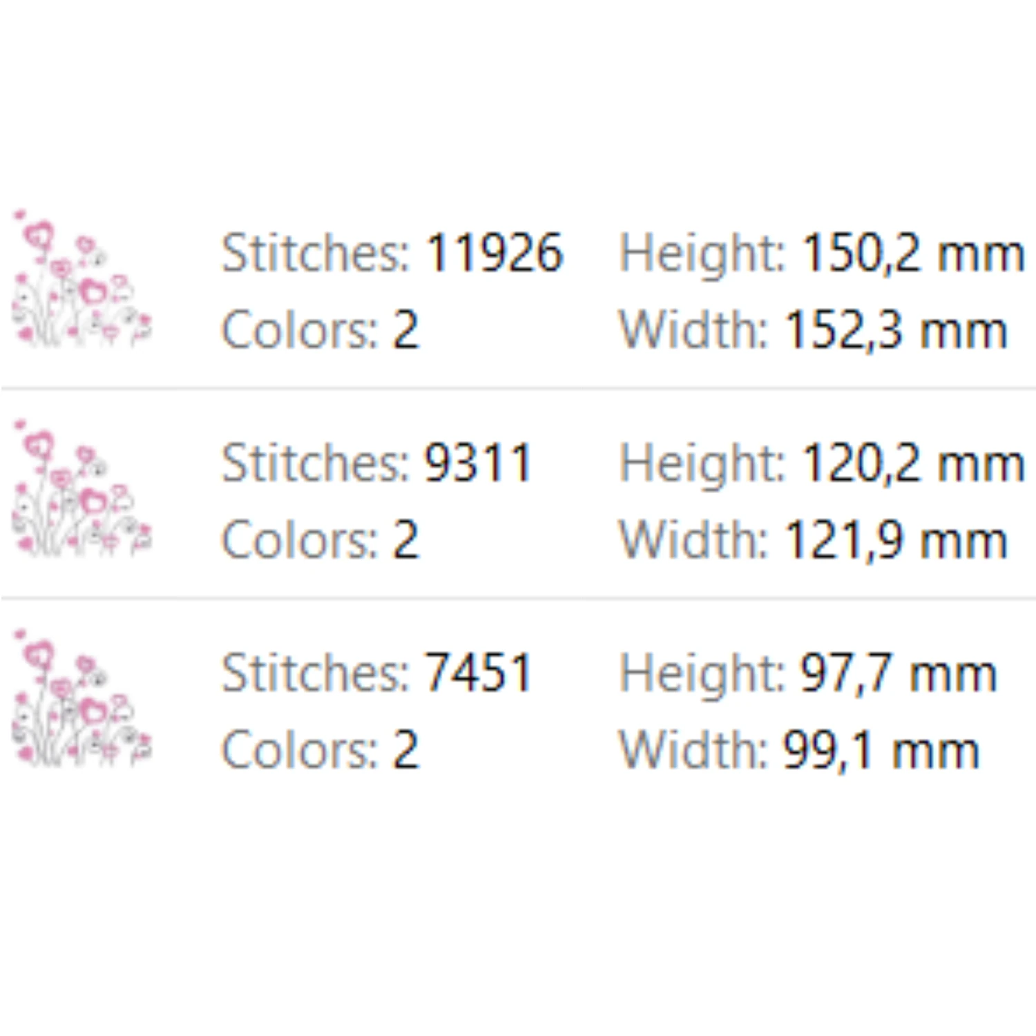 Pink Valentine heart flowers embroidery design