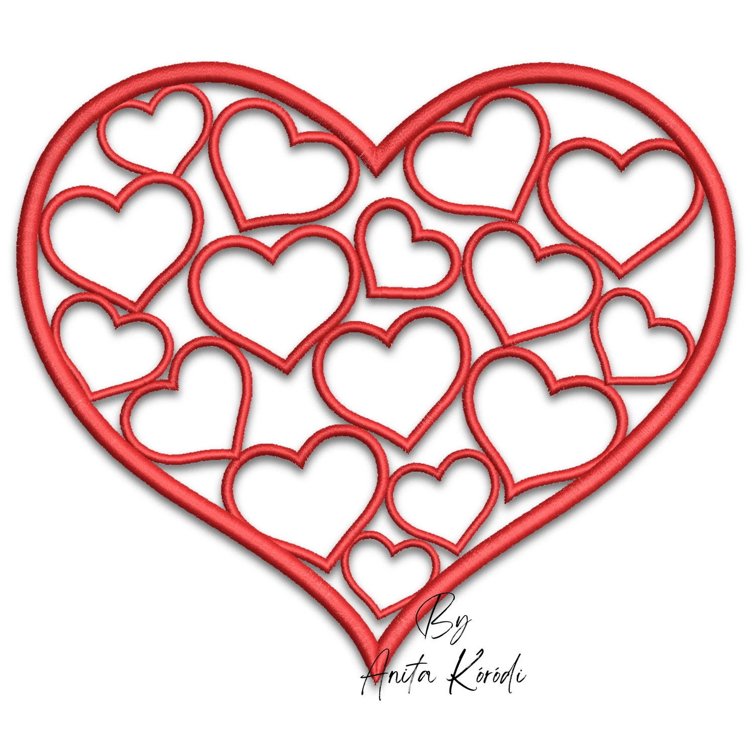 Hearts inside heart machine embroidery design
