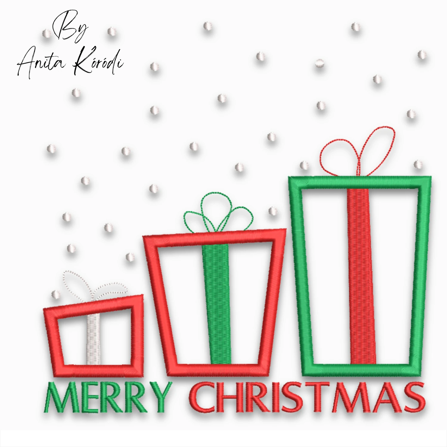 Christmas present boxes applique machine embroidery design