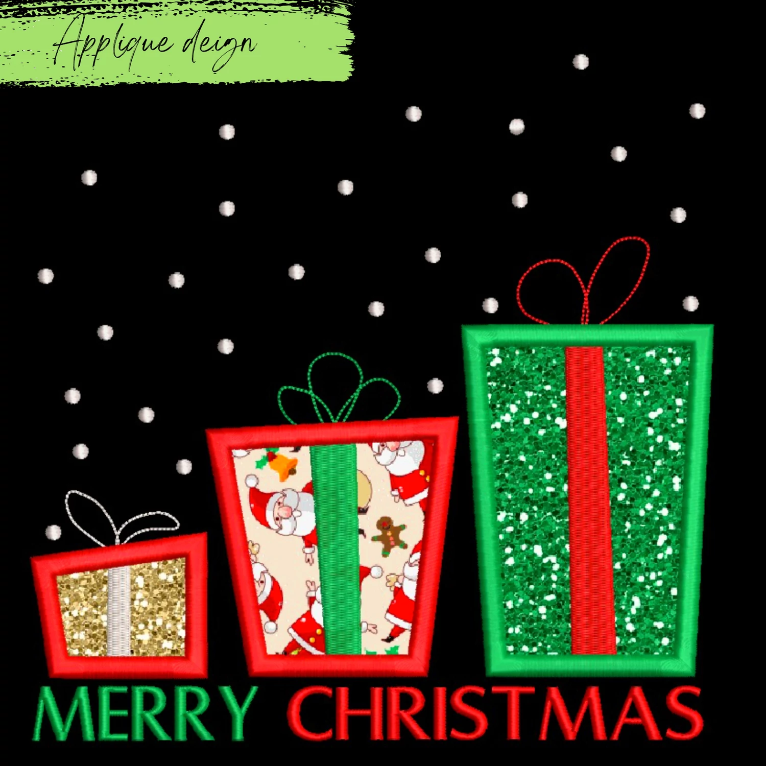 Merry Christmas gifts applique embroidery design