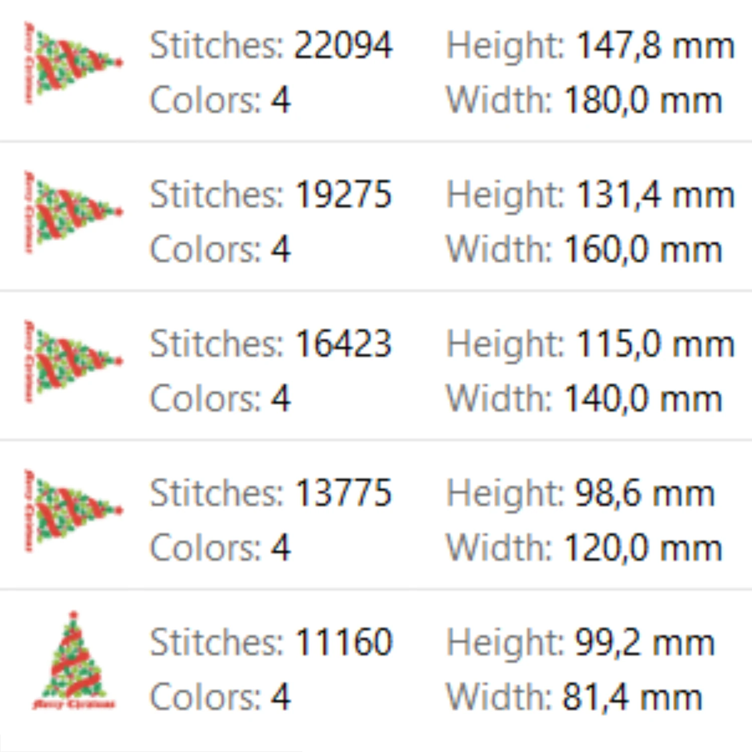 Christmas tree machine embroidery design with holly leaves and star