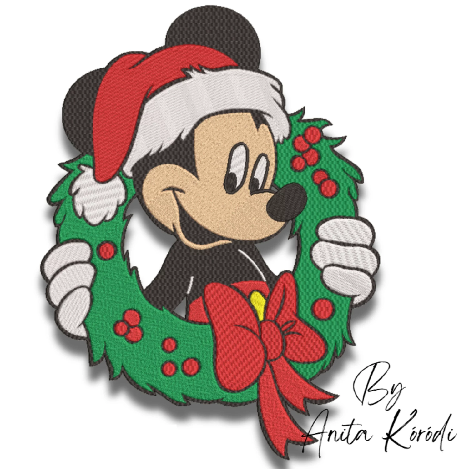 Mickey Mouse Christmas wreath machine embroidery design