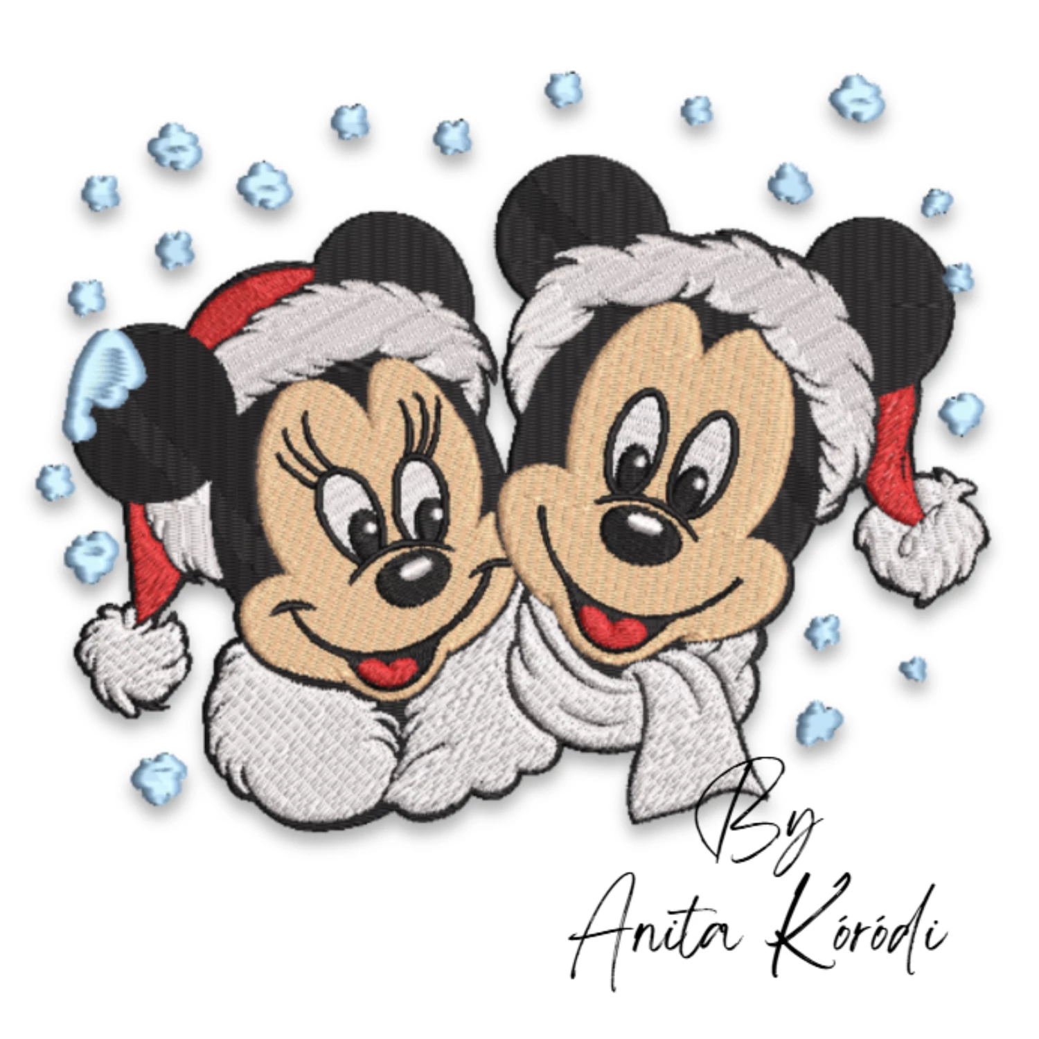 Mickey and Minnie Christmas winter machine embroidery design