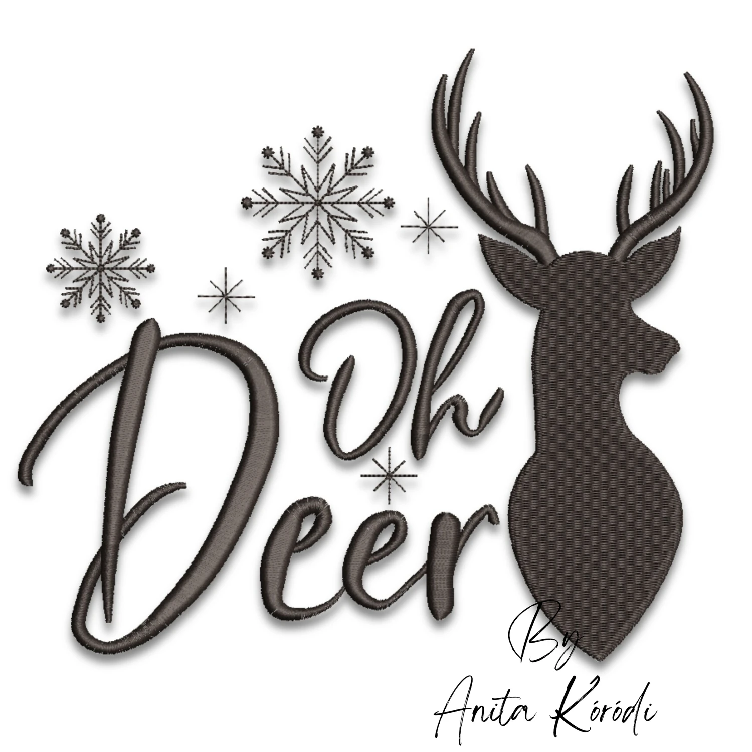 Oh Deer Christmas deer embroidery design with snowflakes