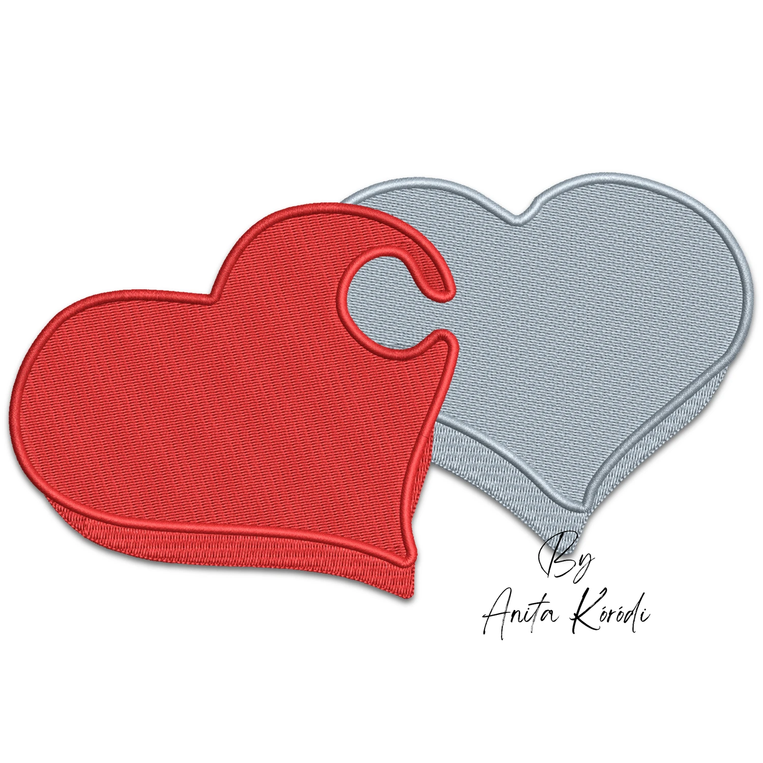 Puzzle hearts machine embroidery design