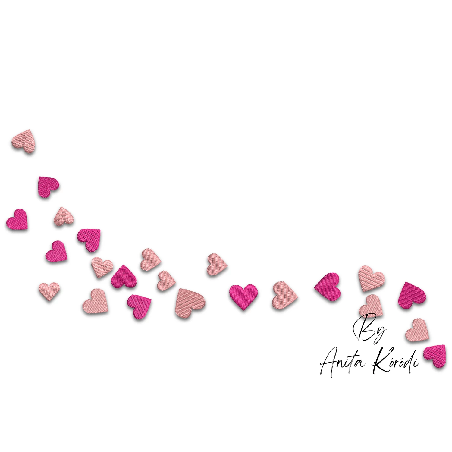 Scattered hearts machine embroidery design