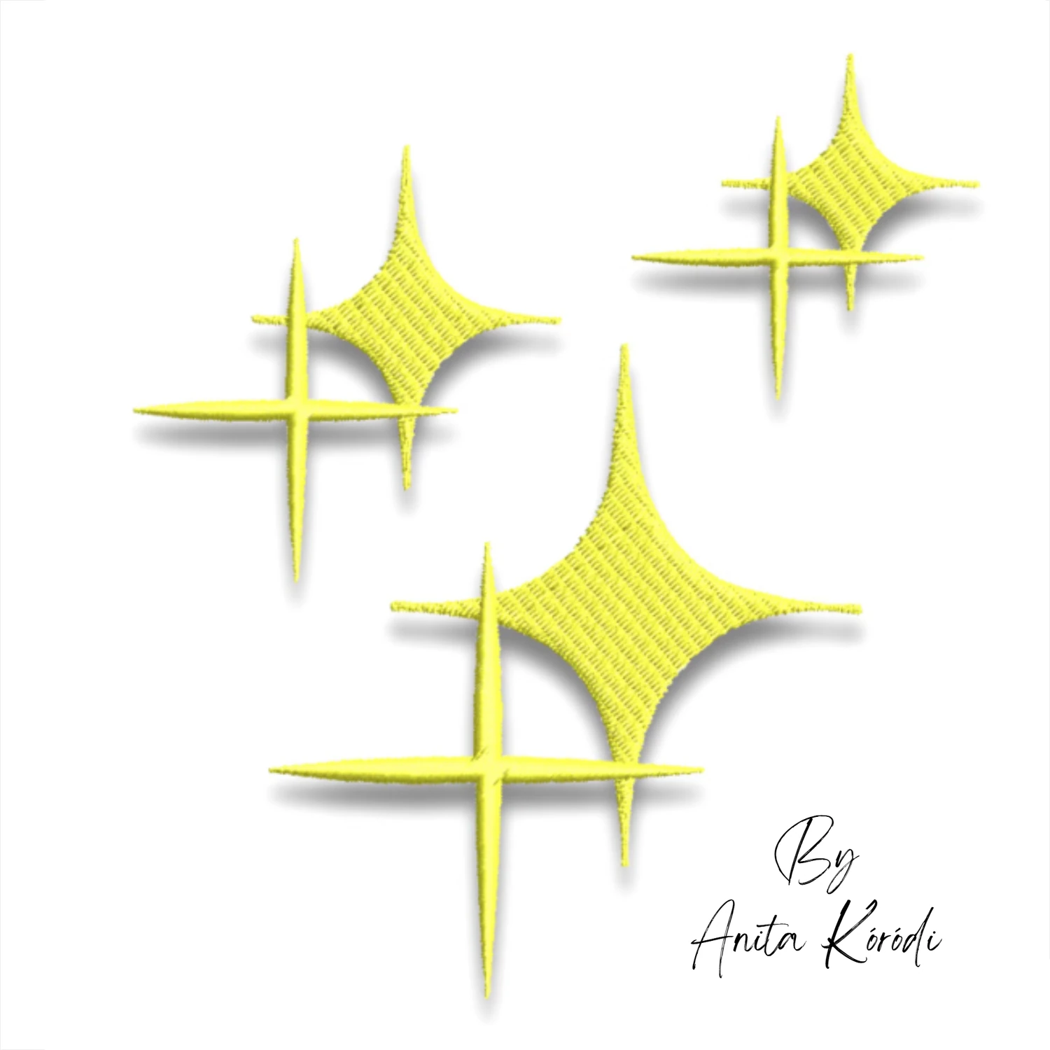 Shiny sparkles machine embroidery design with three stars