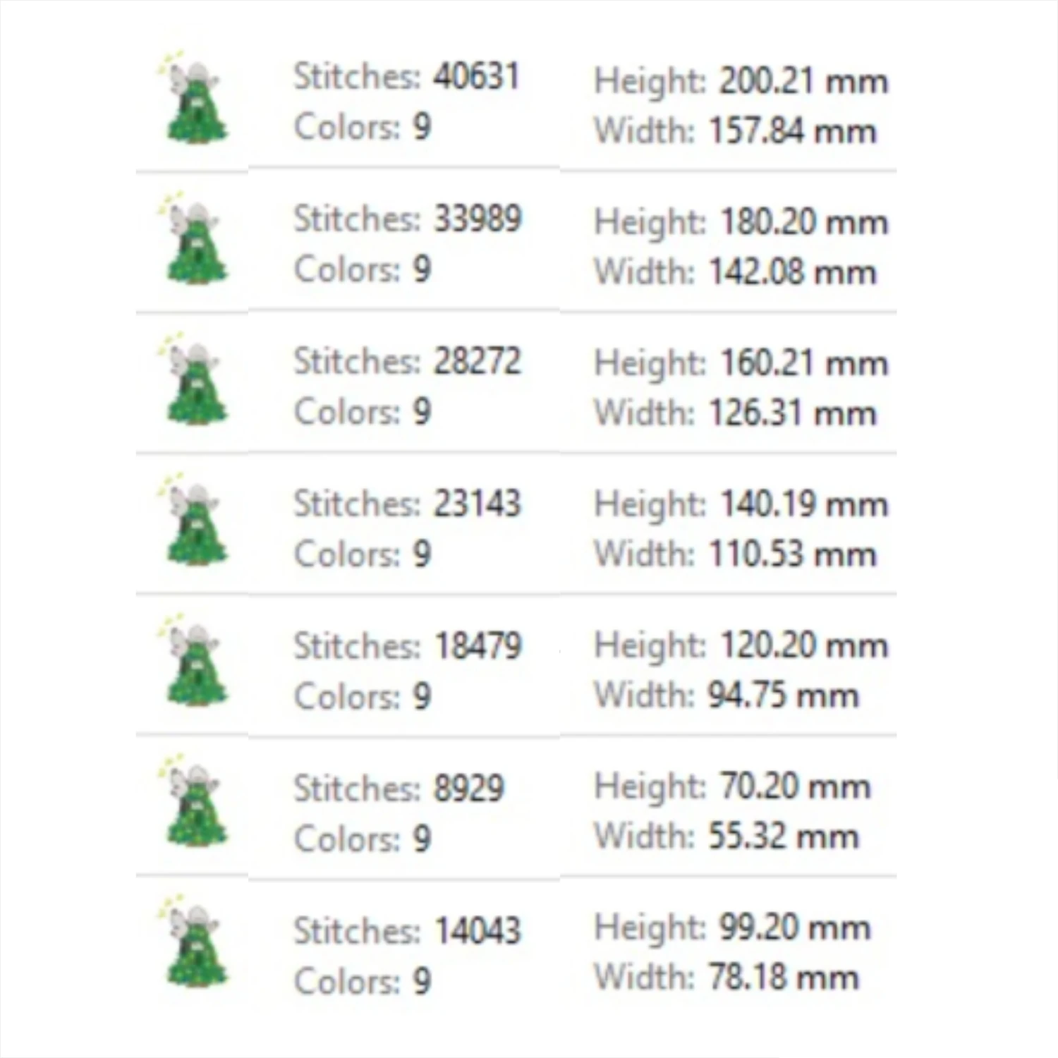 Snoopy sleeping on decorated Christmas tree embroidery design