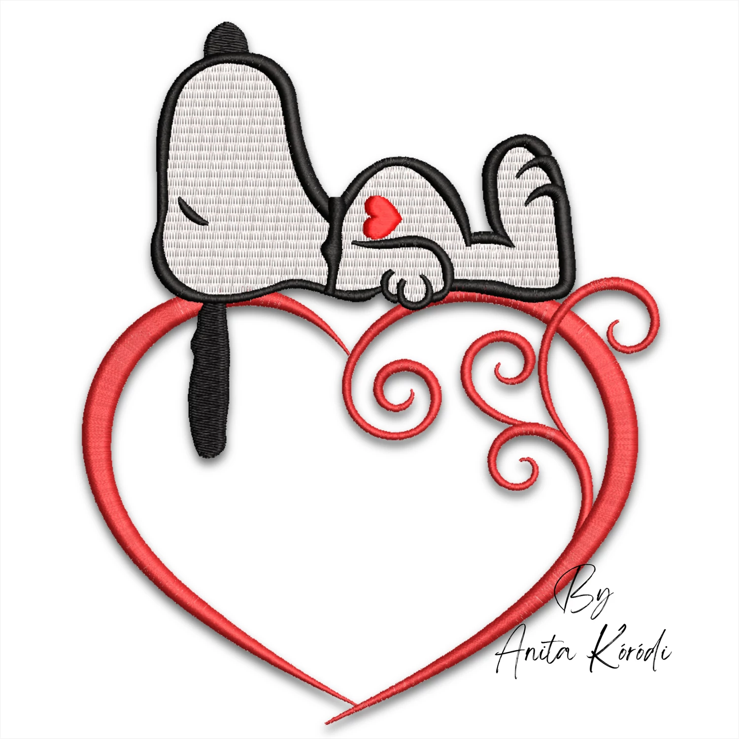 Snoopy heart love machine embroidery design